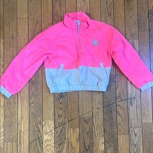 Neon Pink and Gray Half-Zip Jacket